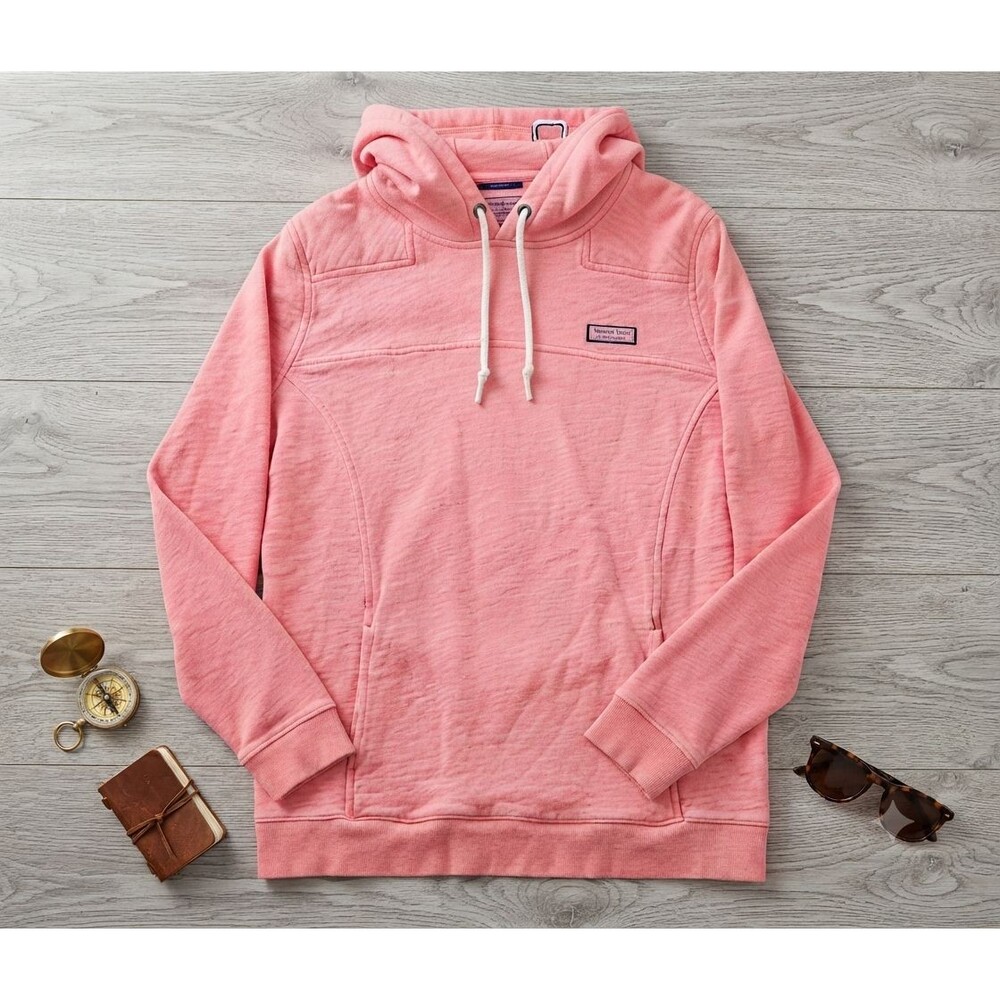 Vineyard Vines Men’s Heathered Pullover Hoodie M Coral Pink 2K0888 Cotton Blend